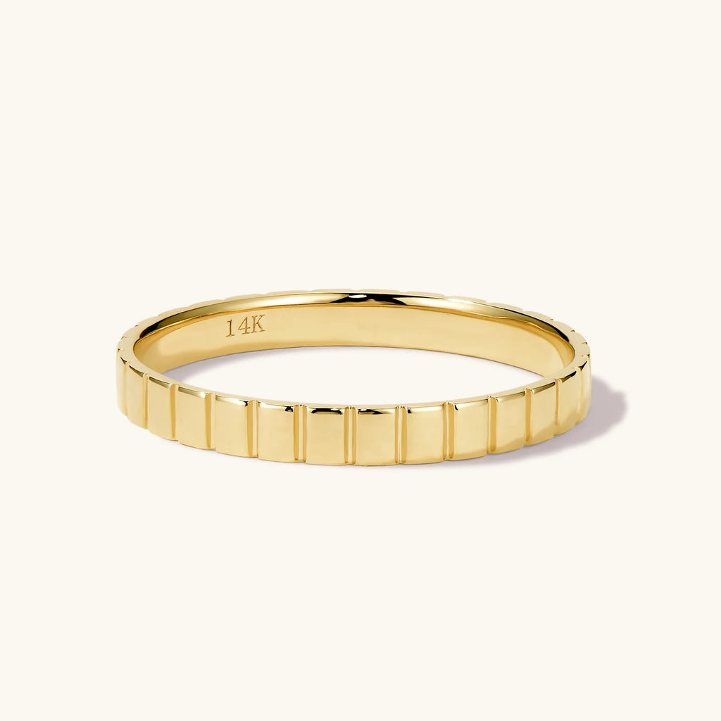 Ribbed Ring 14k Solid Gold